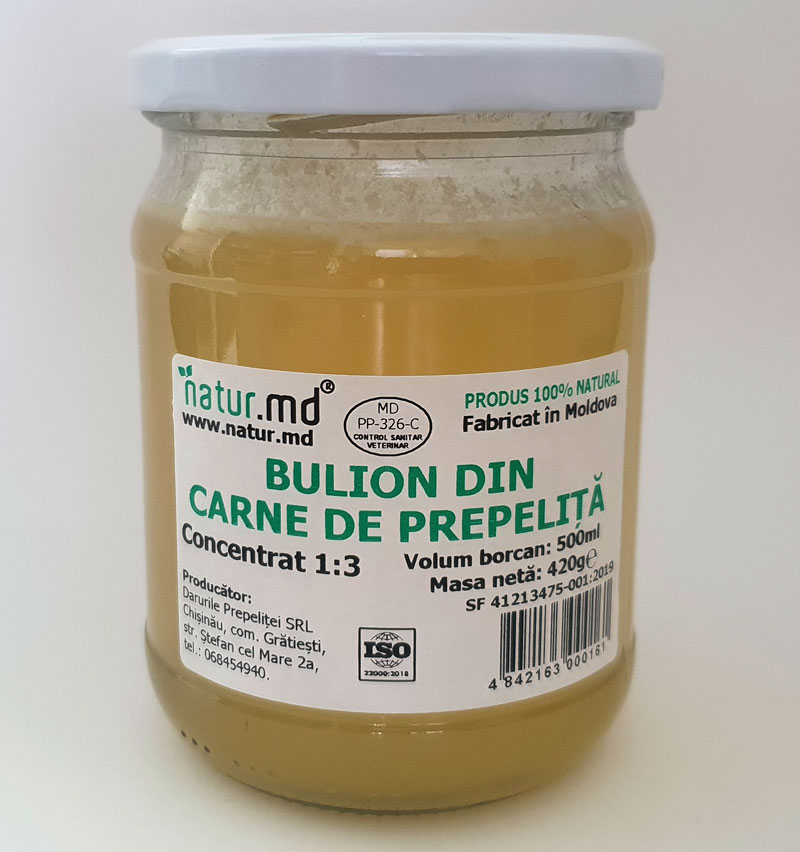 Bulion din carne de prepeliță concentrat 1:3 – 500 ml