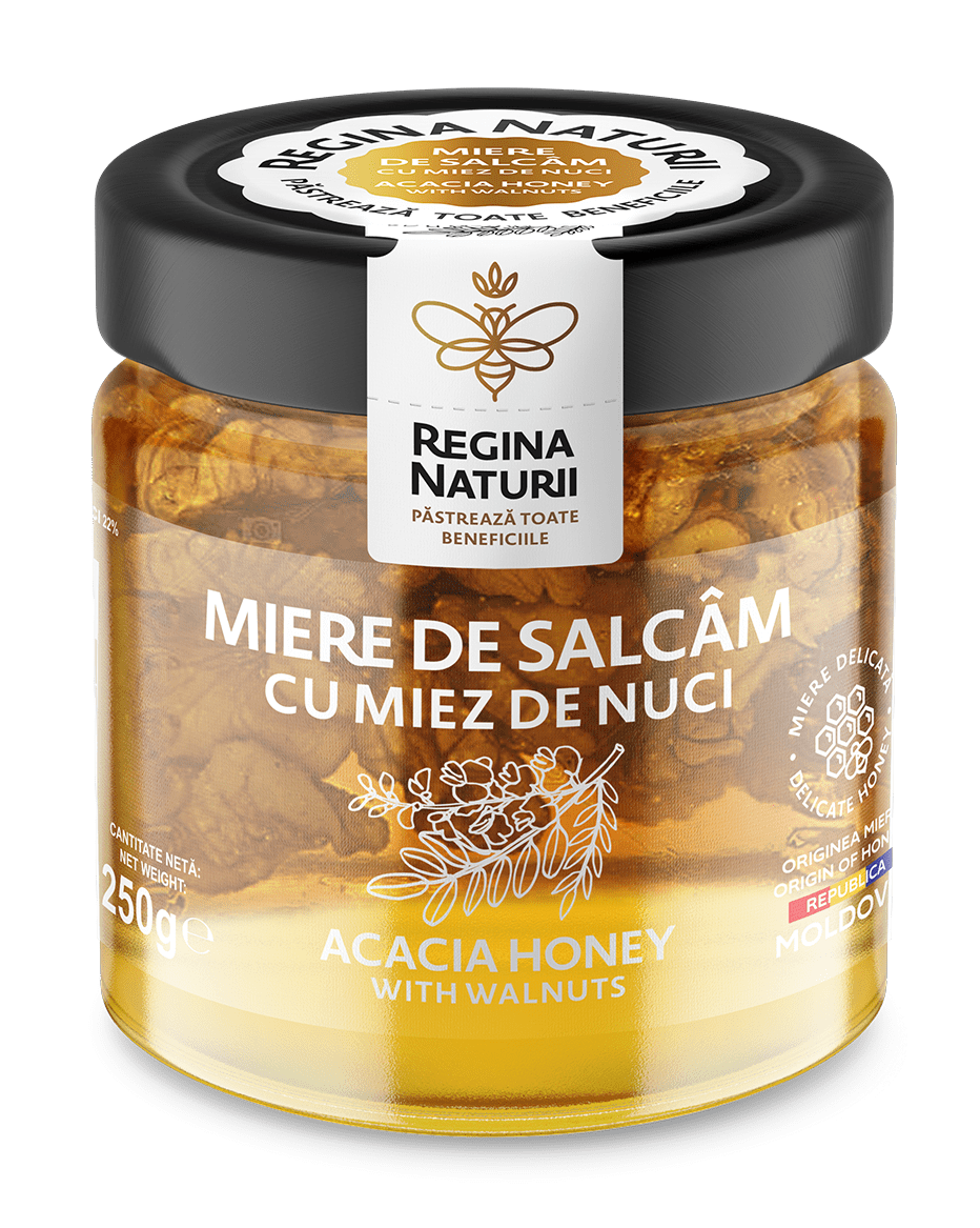 Miere de salcâm cu miez de nuci 250g
