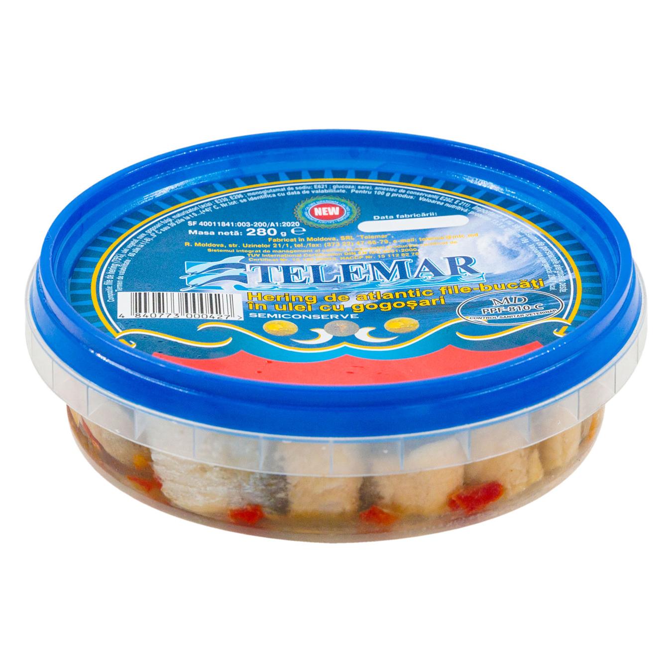 Hering felii Telemar in ulei cu gogosar 280g